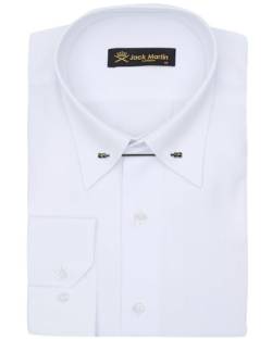 Langärmeliges Hemd mit Nadelkragen für Herren, stilvolle Herrenhemden mit Knopfleiste, Feine Streifen, weiß, XL von Jack Martin London