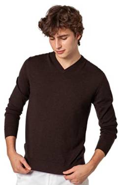 Jack Stuart - Herren Pullover mit V-Ausschnitt, 100% Merinowolle, Marrón, Small von Jack Stuart