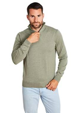 Jack Stuart - Herren Pullover mit halbem Reißverschluss, 100% Merinowolle, hellgrün, Large von Jack Stuart