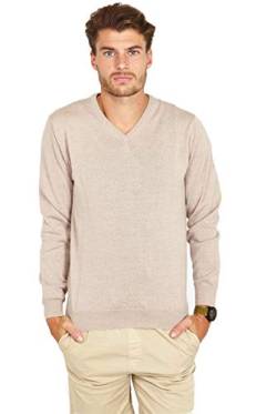 Jack Stuart - Herren V-Ausschnitt Pullover, 100% Merinowolle (Beige, XL) von Jack Stuart