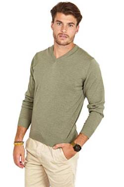 Jack Stuart - Herren V-Ausschnitt Pullover, 100% Merinowolle (Hellgrün, S) von Jack Stuart