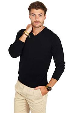 Jack Stuart - Herren V-Ausschnitt Pullover, 100% Merinowolle (Schwarz, S) von Jack Stuart