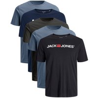 Jack & Jones Plus Print-Shirt Weites Shirt mit Printdruck (Spar-Set, 5er-Pack) unifarbenes Oberteil aus Baumwolle in Übergröße, Größe 3XL von Jack & Jones Plus