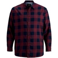 Jack & Jones PlusSize Langarmhemd Große Größen Herren Langarmhemd weinrot-navy kariert Jack&Jones von Jack & Jones PlusSize