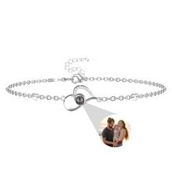 Jacklin F Benutzerdefinierte Foto Projektion Armband, personalisierte Armband mit Bild innen, Benutzerdefinierte Foto Liebe Herz Projektion Anhänger Armband Memorial Schmuck Geschenk für Frauen von Jacklin F