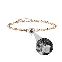 Jacklin F Benutzerdefinierte Foto Projektion Armband, personalisierte Armband mit Bild innen, Benutzerdefinierte Foto Liebe Herz Projektion Anhänger Armband Memorial Schmuck Geschenk für Frauen von Jacklin F