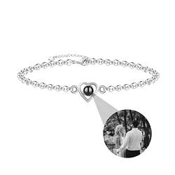 Jacklin F Benutzerdefinierte Foto Projektion Armband, personalisierte Armband mit Bild innen, Benutzerdefinierte Foto Liebe Herz Projektion Anhänger Armband Memorial Schmuck Geschenk für Frauen von Jacklin F