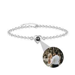 Jacklin F Benutzerdefinierte Foto Projektion Armband, personalisierte Armband mit Bild innen, Benutzerdefinierte Foto Liebe Herz Projektion Anhänger Armband Memorial Schmuck Geschenk für Frauen von Jacklin F