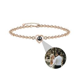 Jacklin F Benutzerdefinierte Foto Projektion Armband, personalisierte Armband mit Bild innen, Benutzerdefinierte Foto Liebe Herz Projektion Anhänger Armband Memorial Schmuck Geschenk für Frauen von Jacklin F