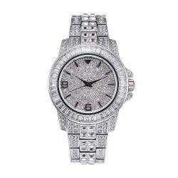 Jacklin F Herrenuhr mit vollständig vereistem Diamanten, Unisex-Luxusuhr mit Hip-Hop-Kristallrhinestone-Quarzuhr von Jacklin F