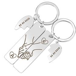 Jacklin F Personalisierter Schlüsselanhänger für Paare, 2-teiliges Paar-Schlüsselanhänger-Set, individuell gravierter Name und Datum, Herz, Puzzles, Schlüsselanhänger, Hand in Hand, Schlüsselanhänger von Jacklin F