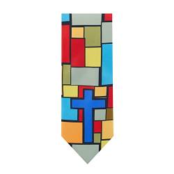 Jacob Alexander Herren Krawatte, Motiv: Heiliges Kreuz, abstraktes Muster, reguläre Länge, Grün, Rot, Blau, Gelb von Jacob Alexander