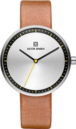 Jacob Jensen Damen Analog Quarz Uhr mit Leder Armband 32281 von Jacob Jensen