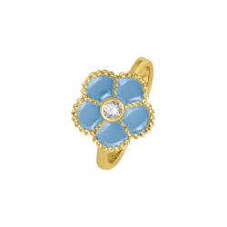 Ring "Blume" Sterlingsilber vergoldet mit Emaille/Topas von Jacques Lemans