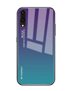 Huawei P20 Lite Hülle, P20 Pro handyhülle Dünn Stoßfest Schutzhülle Chic Farbverlauf Glas Silikon TPU Rahmen Handyhülle Kratzfest Schutzschale Rückschale Tasche Cover für Huawei P20 von Jacyren