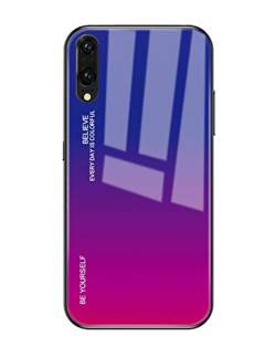 Huawei P20 Lite Hülle, P20 Pro handyhülle Dünn Stoßfest Schutzhülle Chic Farbverlauf Glas Silikon TPU Rahmen Handyhülle Kratzfest Schutzschale Rückschale Tasche Cover für Huawei P20 von Jacyren