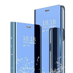Jacyren Hülle Samsung M31 M30S Leder Hülle M21 Handyhülle Spiegel Schutzhülle Flip Tasche Case M80S A91 Stand Feature Rückschale Bumper Hülle S10 Lite 2020 (M31/M21/M30S, Blau) von Jacyren