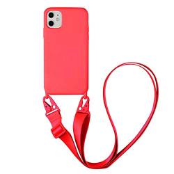 Jacyren Hülle iPhone 12 Handyhülle iPhone 12 Schutzhülle Handykette Necklace(abnehmbar) Hülle,iPhone 12 Schutzhülle Silikon Lanyard Telefonkasten für iPhone 12 (iPhone 12 6,1 Zoll, Rosa) von Jacyren