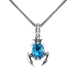 Jade Angel 925 Sterling Silber mit Blau Topas Scorpion Style Anhänger Halskette für Damen und Herren (20) von Jade Angel