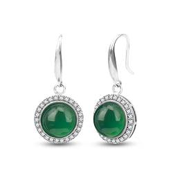 JadeAngel Mode 925 Sterling Silber Tropfen Ohrringe 9mm Runde grüne Zirkonia Ohrringe für Frauen von JadeAngel