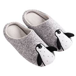 JadeRich Unisex Niedlich Pinguin Tier Home Schuhe Gemütlich Fleece Warm Flauschig Indoor Hausschuhe von JadeRich