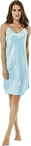 Jadee Damen Seiden Nachthemd Nachtkleid Negligee aus 100% Seide - Angel Blue - L - von Jadee