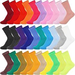 Jadive 30 Paar Damen Socken Einfarbige Crew Socken Leichte Bunte Niedliche Socken für Mädchen Sportliche Socken US Damen Größe 9-11 von Jadive