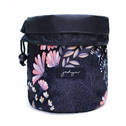 Jadyn Cinch Top Kompakte Reise-Make-up-Tasche und Kosmetik-Organizer für Frauen, Black floral von Jadyn