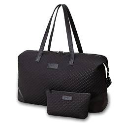 Jadyn Damen Luna Duffel Luggage - Handgepäck, Diamond Black, Einheitsgröße, Softside Seesack mit Akzenten aus veganem Leder von Jadyn