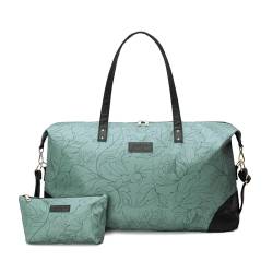 Jadyn Luna Damen Weekender Bag und Reisetasche, groß, 37 Liter Fassungsvermögen, Salbei Flora, Softside Duffle Bag mit veganen Lederakzenten von Jadyn