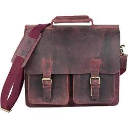 Jahn-Tasche Große Aktentasche Lehrertasche Größe L aus Büffel-Leder, für Damen und Herren, Rost-Rot, 420-n von Jahn-Tasche