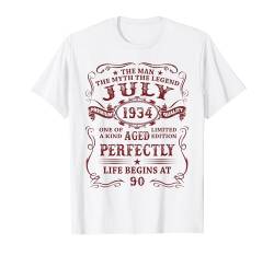 90 Jahre Lustig Geschenk Mann Mythos Legende Juli 1934 T-Shirt von Jahrgang 1934 90. Geburtstag für Männer Frauen