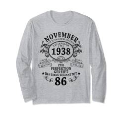 86. Geburtstag Geschenk Mann Mythos Legende November 1938 Langarmshirt von Jahrgang 1938 86. Geburtstag für Männer Frauen