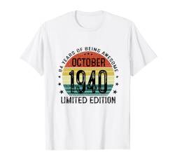 Vintage Oktober 1940 84 Jahre Geschenk 84 Geburtstag Mann T-Shirt von Jahrgang 1940 84. Geburtstag für Männer Frauen