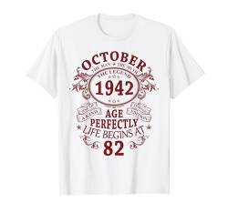 Oktober 1942 Lustige Geschenke 82 Geburtstag Mann Legende T-Shirt von Jahrgang 1942 82. Geburtstag für Männer Frauen