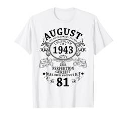 81. Geburtstag Geschenk Mann Mythos Legende August 1943 T-Shirt von Jahrgang 1943 81. Geburtstag für Männer Frauen