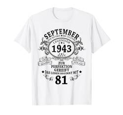 81. Geburtstag Geschenk Mann Mythos Legende September 1943 T-Shirt von Jahrgang 1943 81. Geburtstag für Männer Frauen