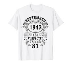 September 1943 Mann Mythos Legende Geschenk 81. Geburtstag T-Shirt von Jahrgang 1943 81. Geburtstag für Männer Frauen
