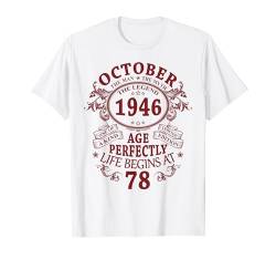 Oktober 1946 Lustige Geschenke 78 Geburtstag Mann Legende T-Shirt von Jahrgang 1946 78. Geburtstag für Männer Frauen
