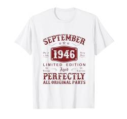 September 1946 78 Jahre Mann Deko Lustig 78. Geburtstag Mann T-Shirt von Jahrgang 1946 78. Geburtstag für Männer Frauen