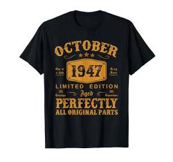 77. Geburtstag Mann 77 Jahre Deko Jahrgang Oktober 1947 T-Shirt von Jahrgang 1947 77. Geburtstag für Männer Frauen