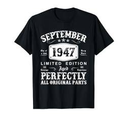 Jahrgang September 1947 77. Geburtstag Geschenk Mann Frau T-Shirt von Jahrgang 1947 77. Geburtstag für Männer Frauen