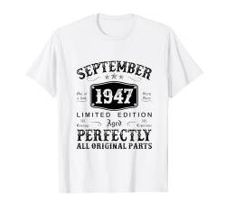 Jahrgang September 1947 Limited Edition 77. Geburtstag Mann T-Shirt von Jahrgang 1947 77. Geburtstag für Männer Frauen