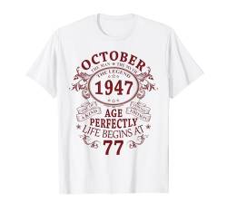 Oktober 1947 Lustige Geschenke 77 Geburtstag Mann Legende T-Shirt von Jahrgang 1947 77. Geburtstag für Männer Frauen