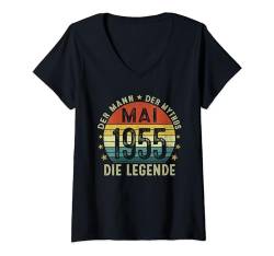 Damen 69. Geburtstag Geschenke Mann Mythos Legende Mai 1955 T-Shirt mit V-Ausschnitt von Jahrgang 1955 69. Geburtstag für Männer Frauen