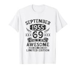 September 1955 69 Jahre Mann Frau Deko Lustig 69. Geburtstag T-Shirt von Jahrgang 1955 69. Geburtstag für Männer Frauen