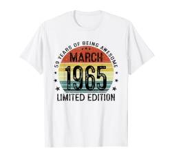 59. Geburtstag Mann Vintage März 1965 59 Jahre Lustig T-Shirt von Jahrgang 1965 59. Geburtstag für Männer Frauen