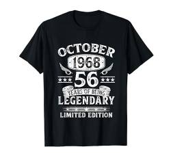 56. Geburtstag Lustig Geschenk Mann Vintage Oktober 1968 T-Shirt von Jahrgang 1968 56. Geburtstag für Männer Frauen