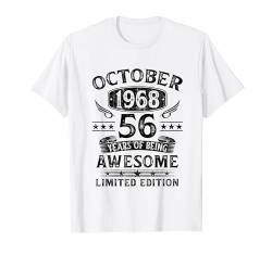 Oktober 1968 56 Jahre Mann Frau Deko Lustig 56. Geburtstag T-Shirt von Jahrgang 1968 56. Geburtstag für Männer Frauen