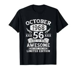 Vintage Oktober 1968 Limited Edition 56. Geburtstag Deko T-Shirt von Jahrgang 1968 56. Geburtstag für Männer Frauen